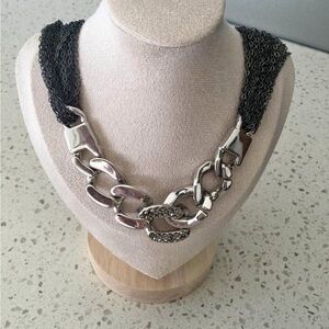 Express Chunky Silver and Black Chain Necklace